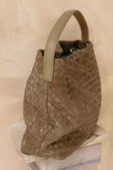 Asha Woven Tote Bag - Khaki - The Self Styler