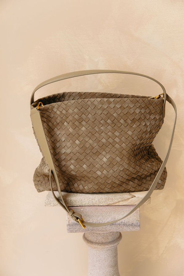 Asha Woven Tote Bag - Khaki - The Self Styler