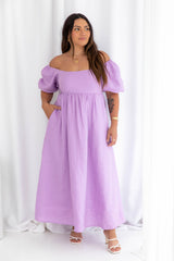 Sofia Linen Maxi Dress - Lilac - The Self Styler - The Self Styler