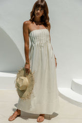Ava Strapless Maxi Dress - Cream - The Self Styler