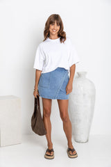 Sienna Denim Mini Skirt - Light Wash - The Self Styler