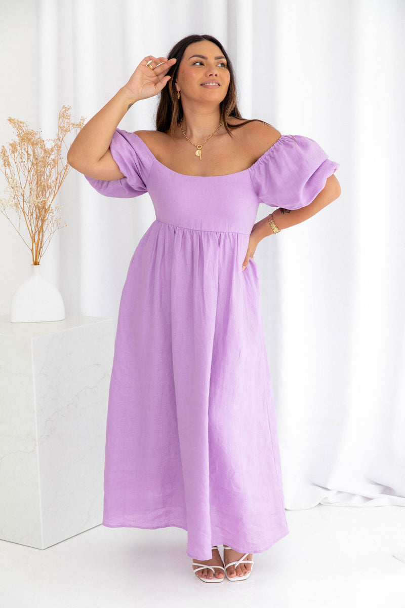 Sofia Linen Maxi Dress - Lilac - The Self Styler - The Self Styler