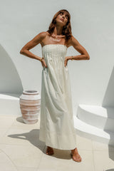 Ava Strapless Maxi Dress - Cream - The Self Styler