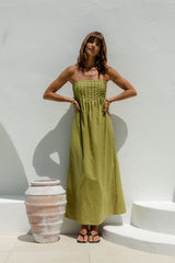 Ava Strapless Maxi Dress - Matcha Green - The Self Styler