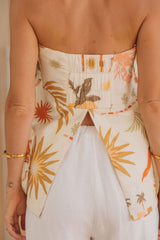 Catalina Strapless Top - Palmira Print - The Self Styler
