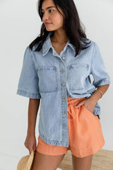 Luna Linen Shorts - Orange Peach - The Self Styler