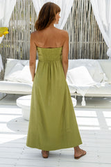 Ava Strapless Maxi Dress - Matcha Green - The Self Styler
