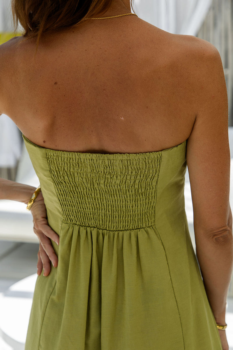 Ava Strapless Maxi Dress - Matcha Green - The Self Styler