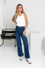 Freya Wide-Leg Denim Jeans - Dark Wash - The Self Styler