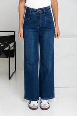 Freya Wide-Leg Denim Jeans - Dark Wash - The Self Styler