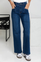 Freya Wide-Leg Denim Jeans - Dark Wash - The Self Styler
