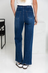 Freya Wide-Leg Denim Jeans - Dark Wash - The Self Styler