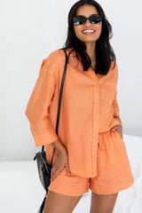 Luna Linen Shorts - Orange Peach - The Self Styler