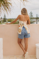 Catalina Strapless Top - Palmira Print - The Self Styler