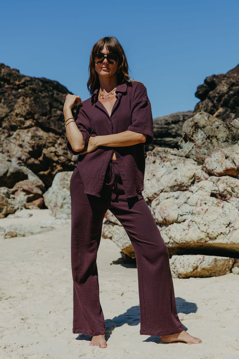 Zulu Cotton Pants - Choc Berry - The Self Styler