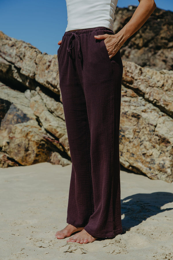 Zulu Cotton Pants - Choc Berry - The Self Styler