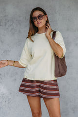 Jye Rugby Stripe Shorts - Chocolate - The Self Styler