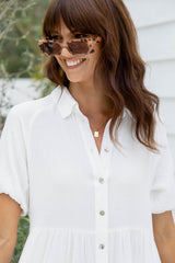 Mika Cotton Midi Dress - White - The Self Styler - The Self Styler