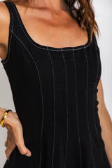 August Denim Midi Dress - Black - The Self Styler