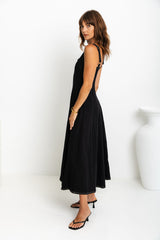 August Denim Midi Dress - Black - The Self Styler