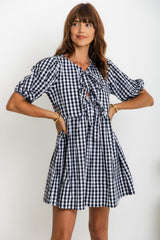 Fae Mini Dress - Black and White Gingham - The Self Styler