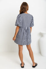 Fae Mini Dress - Black and White Gingham - The Self Styler