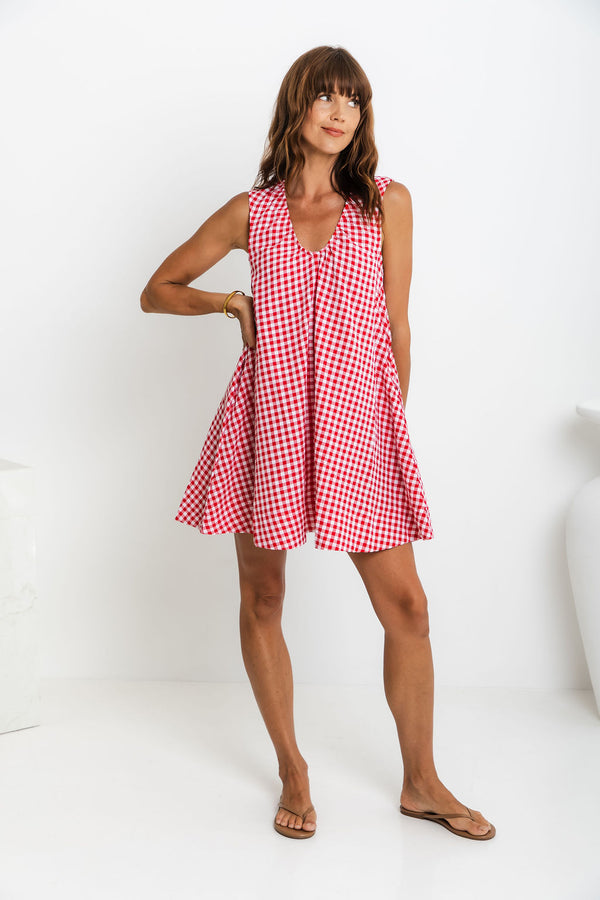 Riley Swing Dress - Red Gingham - The Self Styler