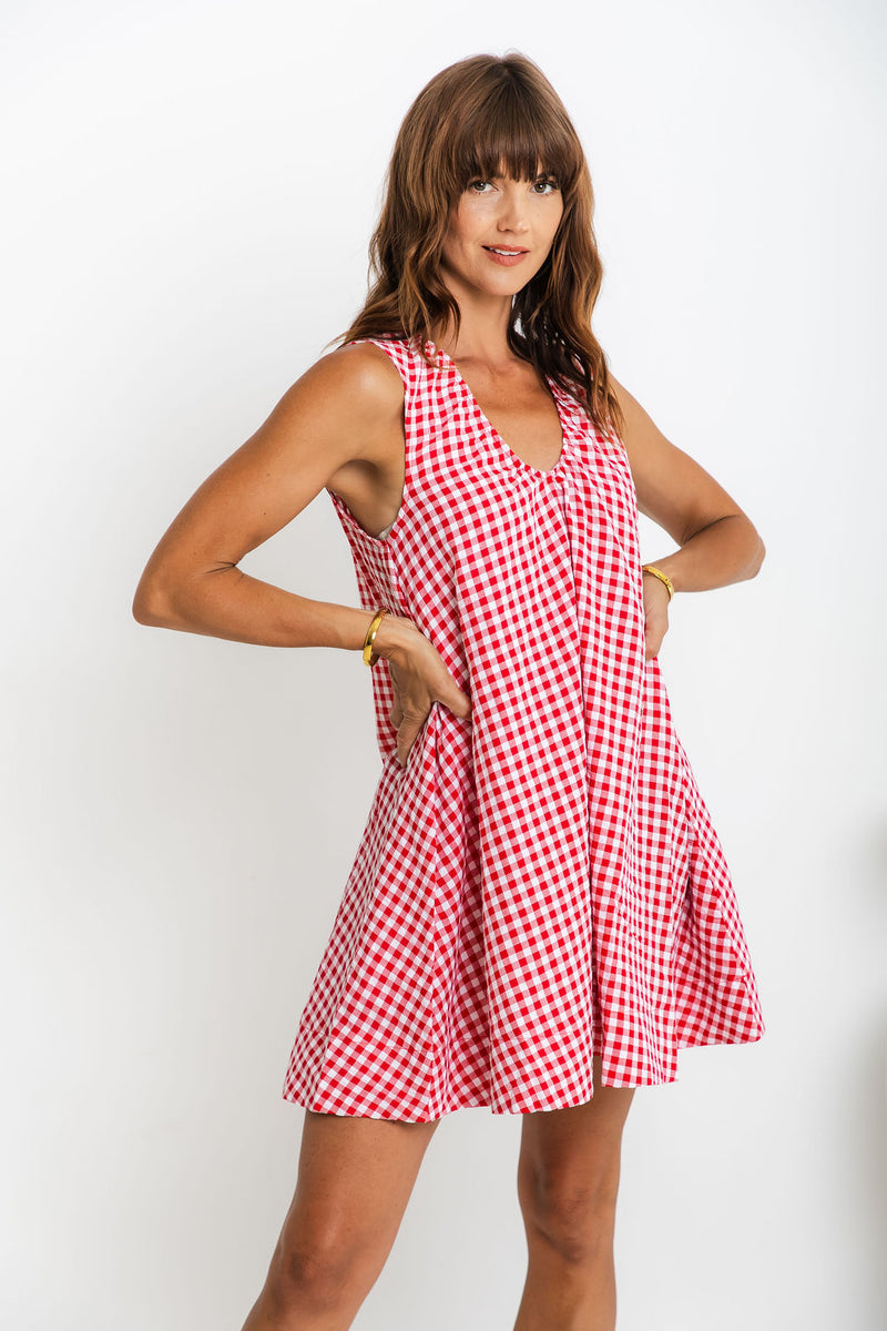 Riley Swing Dress - Red Gingham - The Self Styler