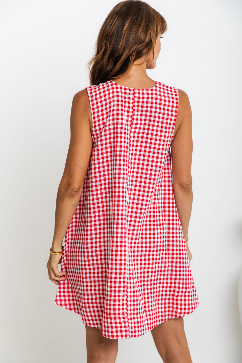 Riley Swing Dress - Red Gingham - The Self Styler