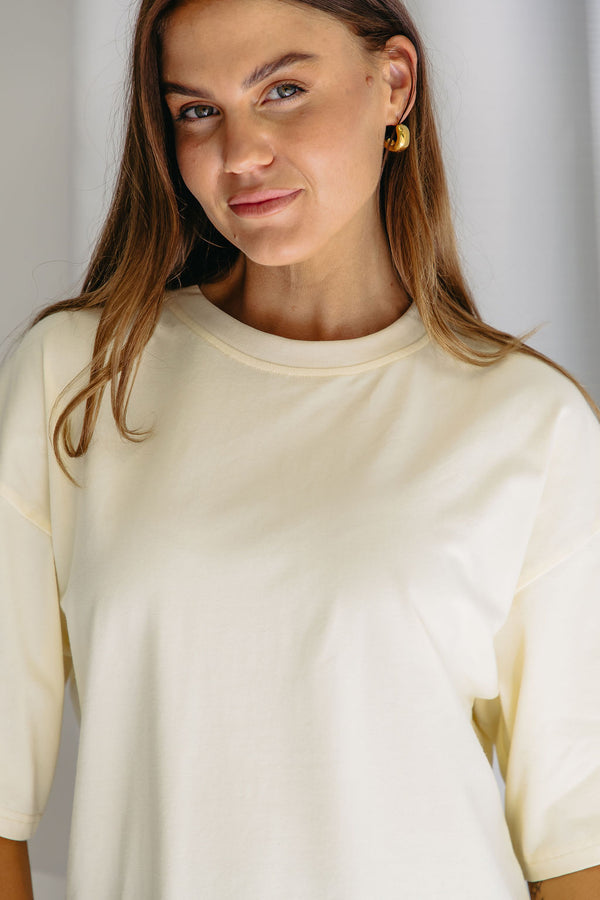 Koah Boxy-Fit Tee - Pale Yellow - The Self Styler