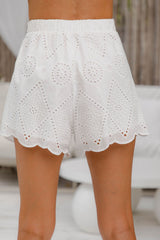 Gracie Broderie Anglaise Shorts - White - The Self Styler