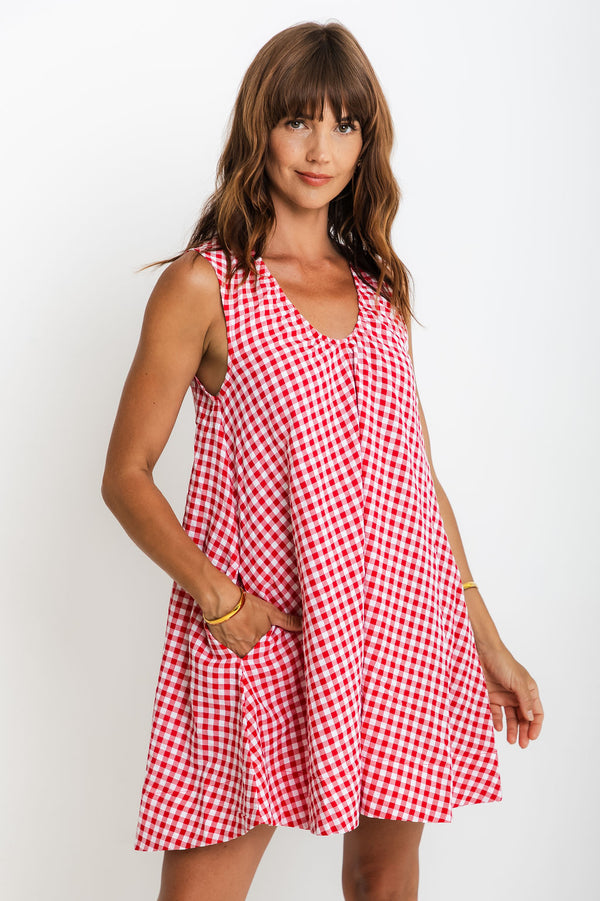Riley Swing Dress - Red Gingham - The Self Styler