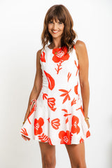 Bree Mini Dress - Red Floral Print - The Self Styler