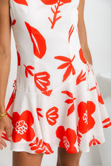 Bree Mini Dress - Red Floral Print - The Self Styler