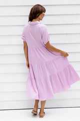 Mika Cotton Midi Dress - Lilac - The Self Styler - The Self Styler