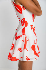 Bree Mini Dress - Red Floral Print - The Self Styler