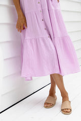 Mika Cotton Midi Dress - Lilac - The Self Styler - The Self Styler