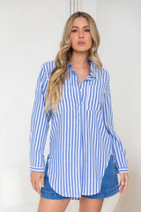Toni Cotton Shirt - Blue and White Stripe - The Self Styler