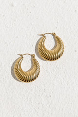 Rue Ribbed Hoop Earrings - Gold - The Self Styler