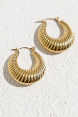 Rue Ribbed Hoop Earrings - Gold - The Self Styler