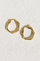 Waverly Textured Hoop Earrings - Gold - The Self Styler