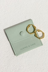 Waverly Textured Hoop Earrings - Gold - The Self Styler
