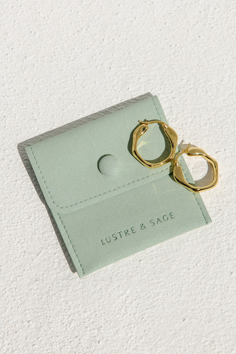 Waverly Textured Hoop Earrings - Gold - The Self Styler