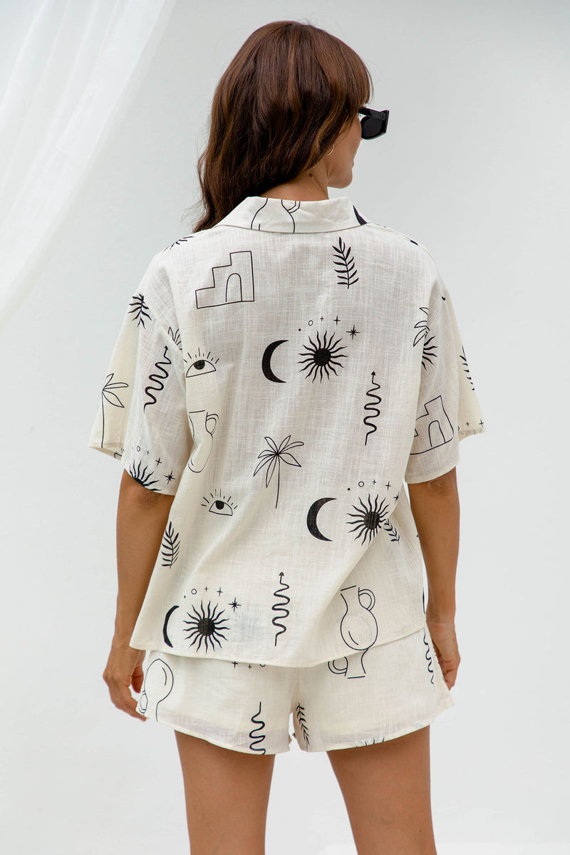 Solaris Cotton Shirt - Palm Print - The Self Styler - The Self Styler