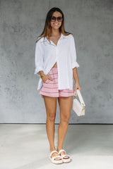 Jye Rugby Stripe Shorts - Pink - The Self Styler