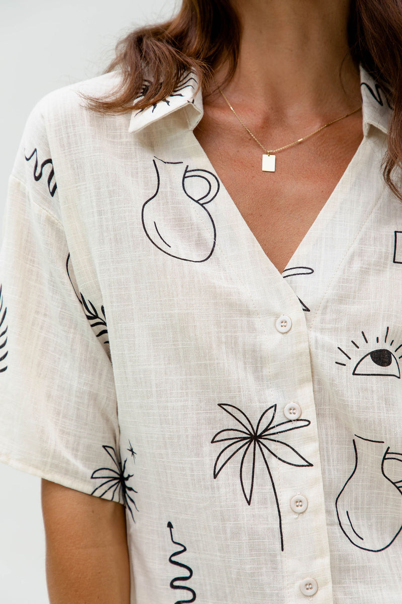 Solaris Cotton Shirt - Palm Print - The Self Styler - The Self Styler