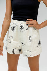 Saskia Cotton Shorts - Palm Print - The Self Styler - The Self Styler