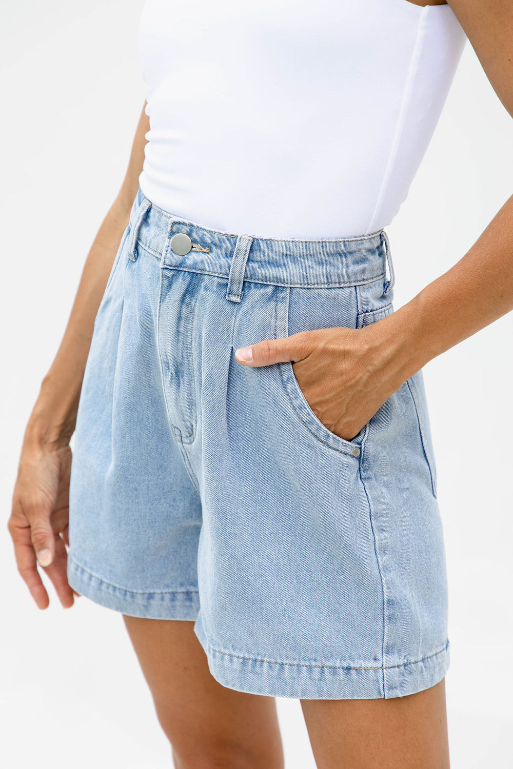 Reuben High-Rise Denim Shorts - Vintage Wash - The Self Styler