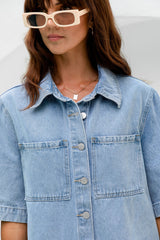 Marley Oversized Denim Shirt - Light Wash - The Self Styler - The Self Styler