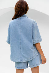 Marley Oversized Denim Shirt - Light Wash - The Self Styler - The Self Styler